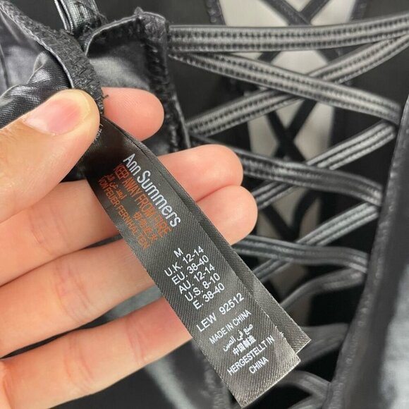 ** Ann Summers Samara Wet Look Black Mini Stretch Dress Size M/ US 8-10 - Picture 7 of 8